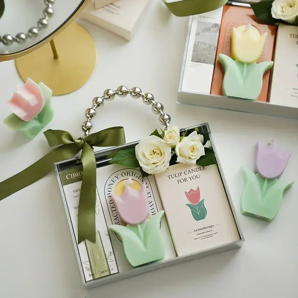 Tulip - Scented Creative Candle: Ideal as Wedding Guest Gift, for Room Deco, Aromatherapy. Great Girl's Bday Present - UNAKIT